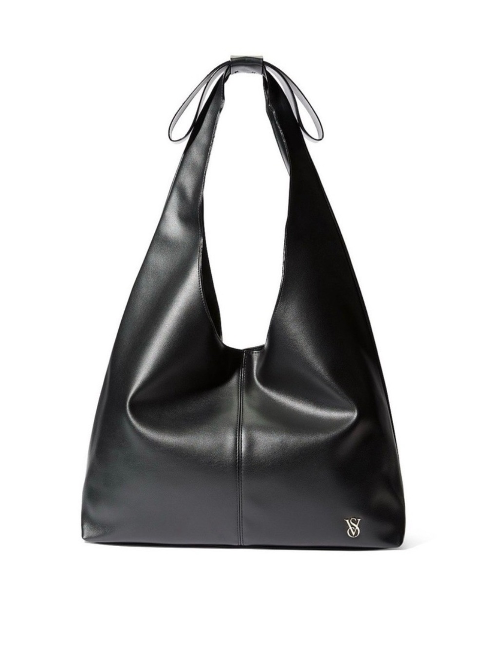 NEW Victoria’s Secret Chic Black Faux Leather Slouchy Bow Hobo Shoulder Bag 2026